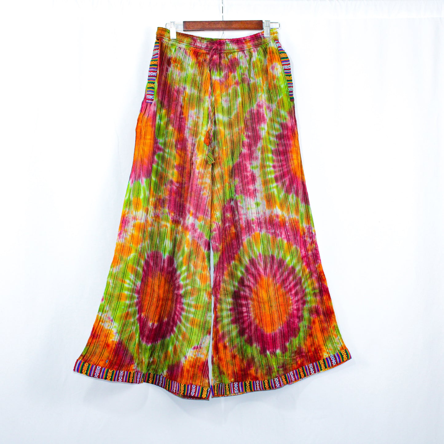 Green Forest Handcrafted Tie-Dye Palazzo Pants