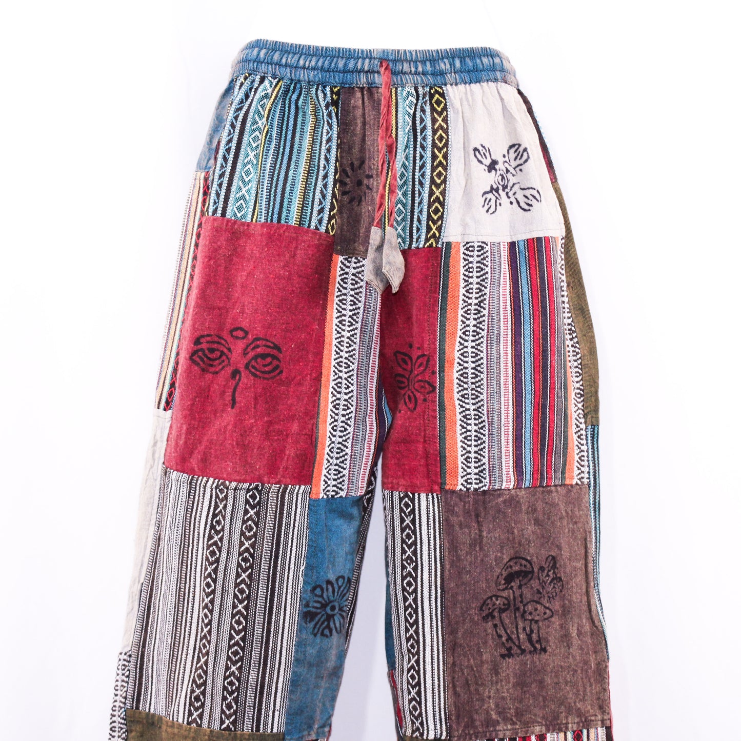 Mystical Mushroom Boho Patchwork Pants
