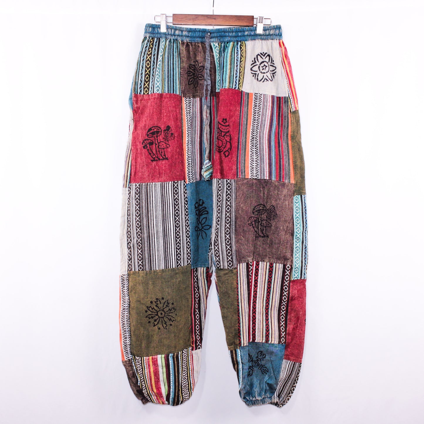 Mystical Mushroom Boho Patchwork Pants