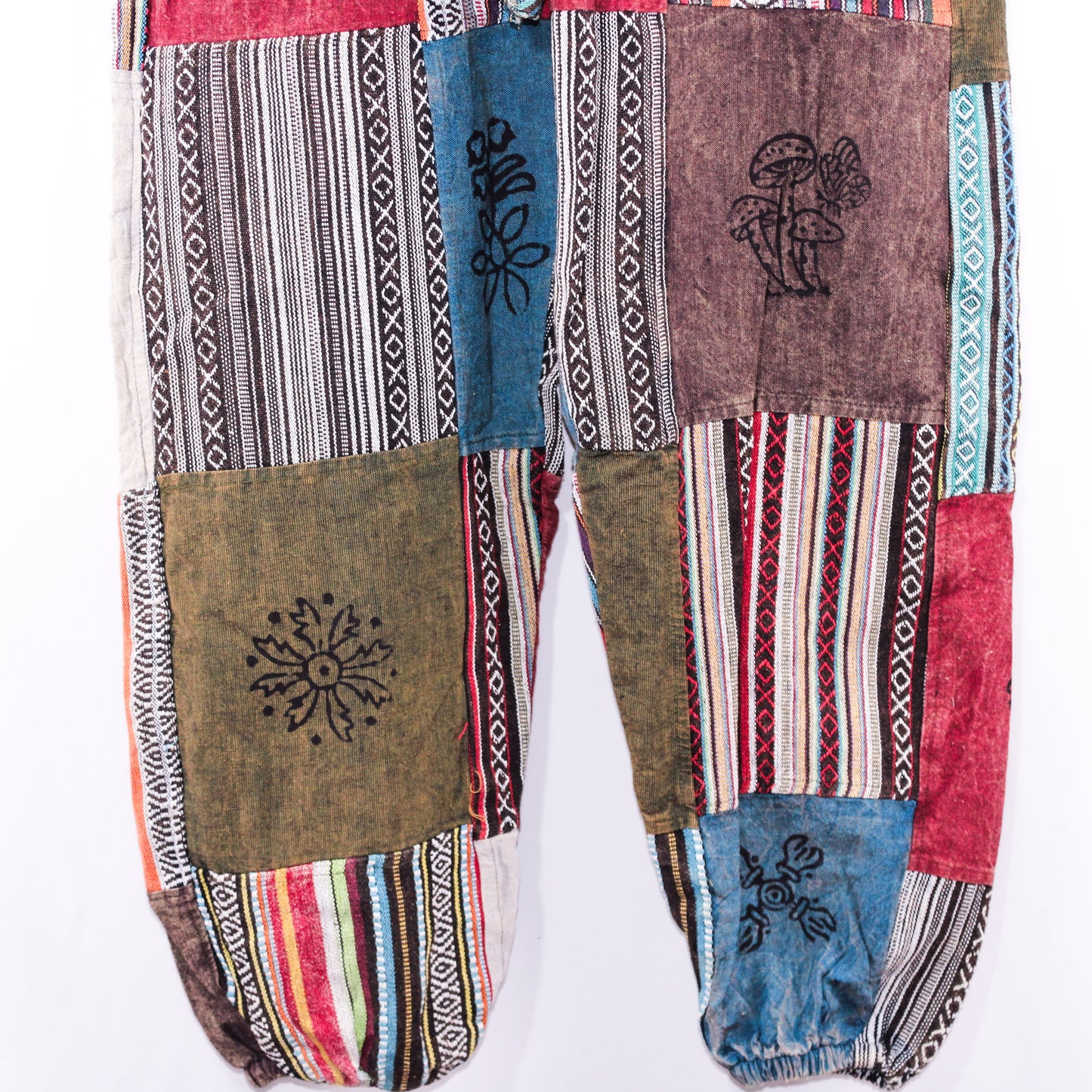 Mystical Mushroom Boho Patchwork Pants