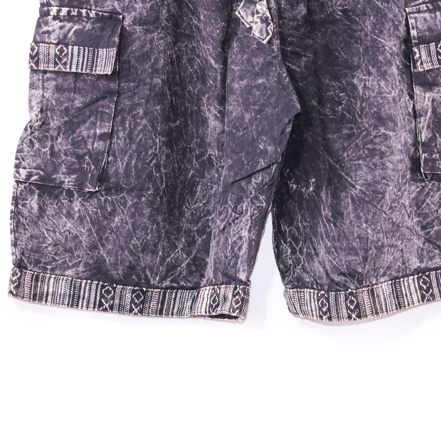Unisex Charcoal Tribal Print Cargo Shorts with Extensive Pocket Storage
