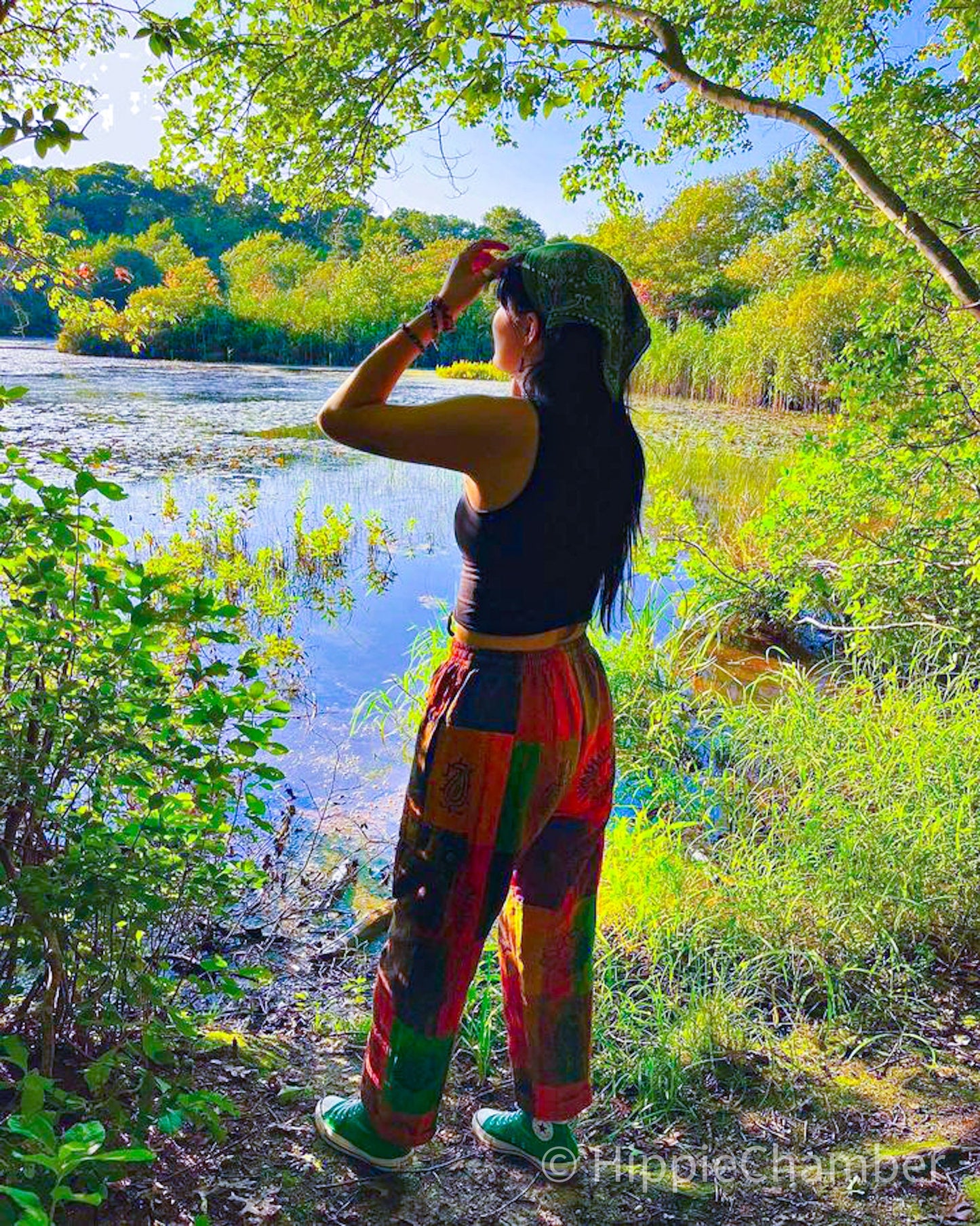Colorful boho Hippie patchwork pants with multiple pockets