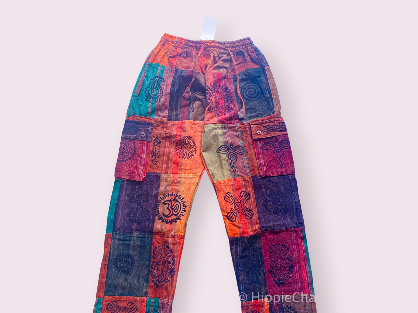 Colorful boho Hippie patchwork pants with multiple pockets