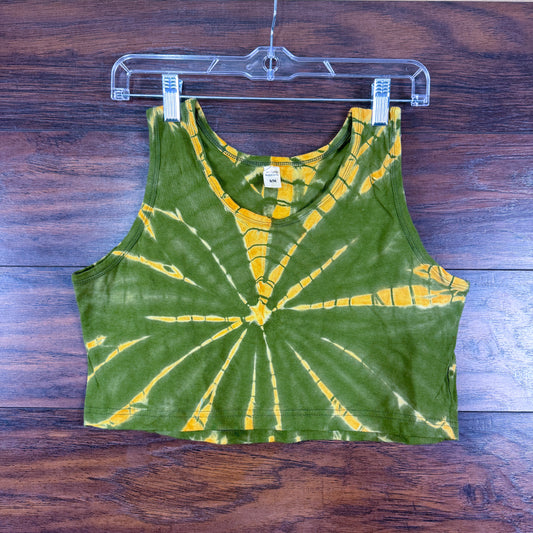 Sunny Radiance: Hand Tie-Dyed Crop Top with Golden Bullsey