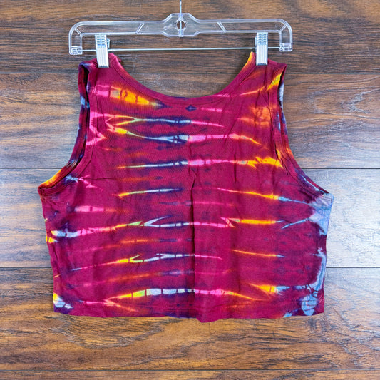 Sunset Striations: Warm-Toned Tie-Dye Crop Top