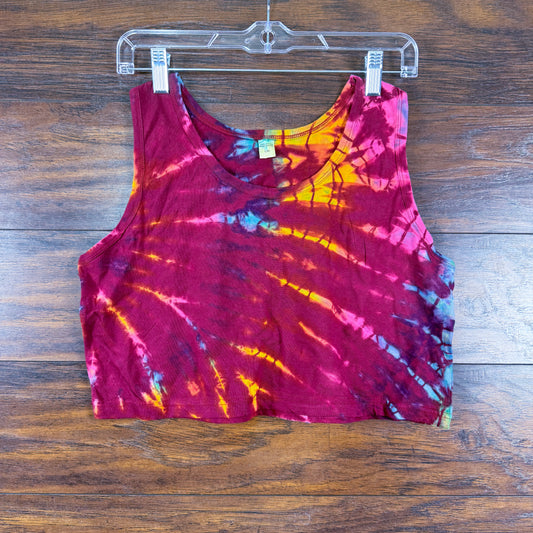 Burgundy Blaze: Hand-Dyed Tie-Dye Crop Top