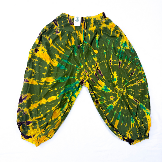 Flowy Green Tie-Dye Harem Pants