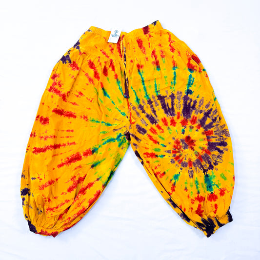 Sunburst Serenity: Radiant Yellow Tie-Dye Harem Pants