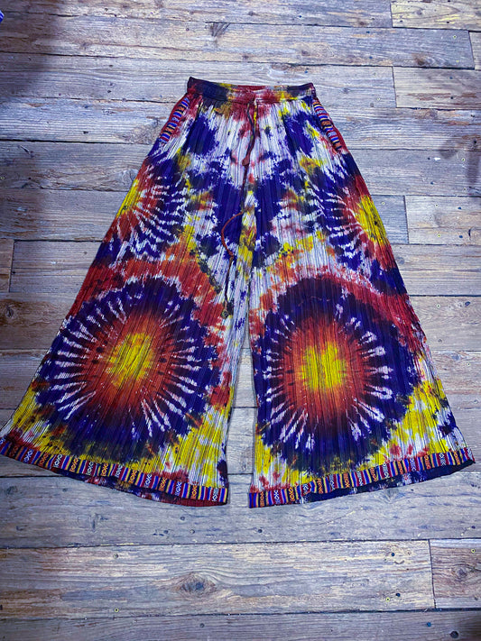 Sunset Swirl Handcrafted Tie-Dye Palazzo Pants