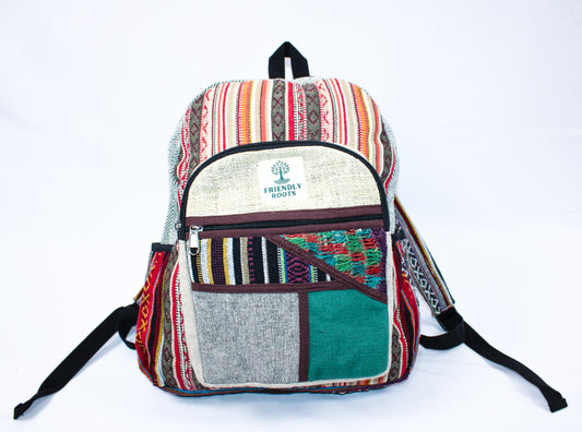 Artisan Patchwork Hemp Backpack: Eco-Friendly & Colorfully Crafted