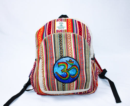 OM Embroidery Hemp backpack handmade
