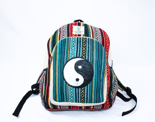 Embroidery Yin & yang hemp backpack vibrant color