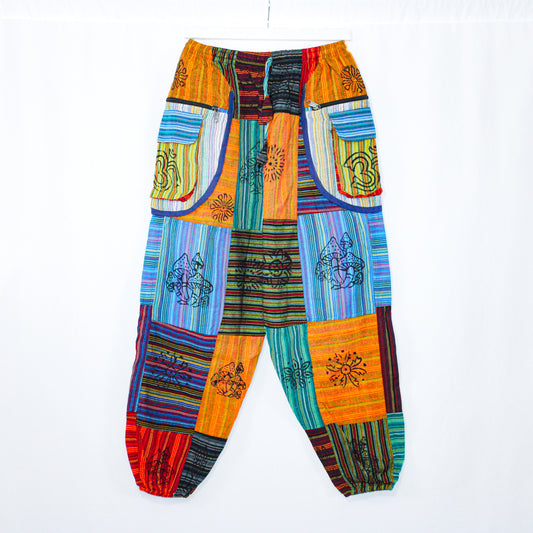 Mystic Mushrooms: Boho Patchwork Pants with Zippered Pockets