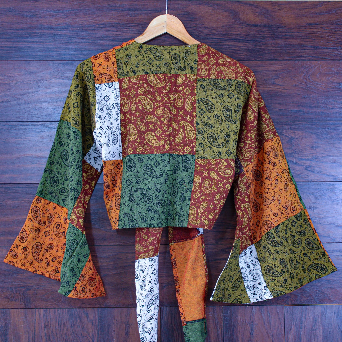 Bell Sleeve Patchwork Paisley Panorama Top