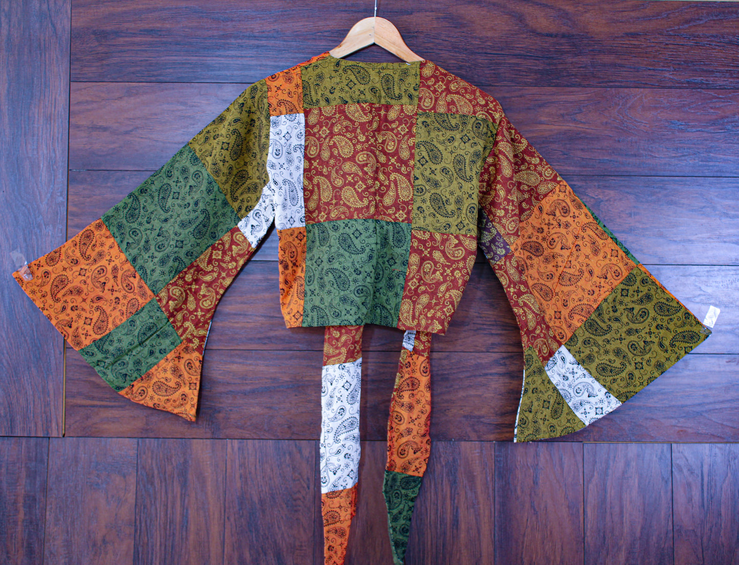 Bell Sleeve Patchwork Paisley Panorama Top