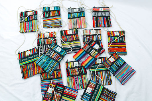 Vibrant  Woven Cotton Crossbody Bags handmade