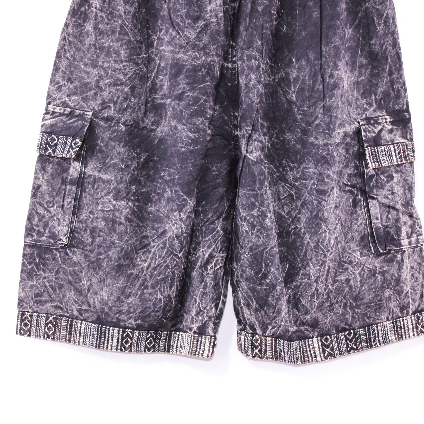 Unisex Charcoal Tribal Print Cargo Shorts with Extensive Pocket Storage
