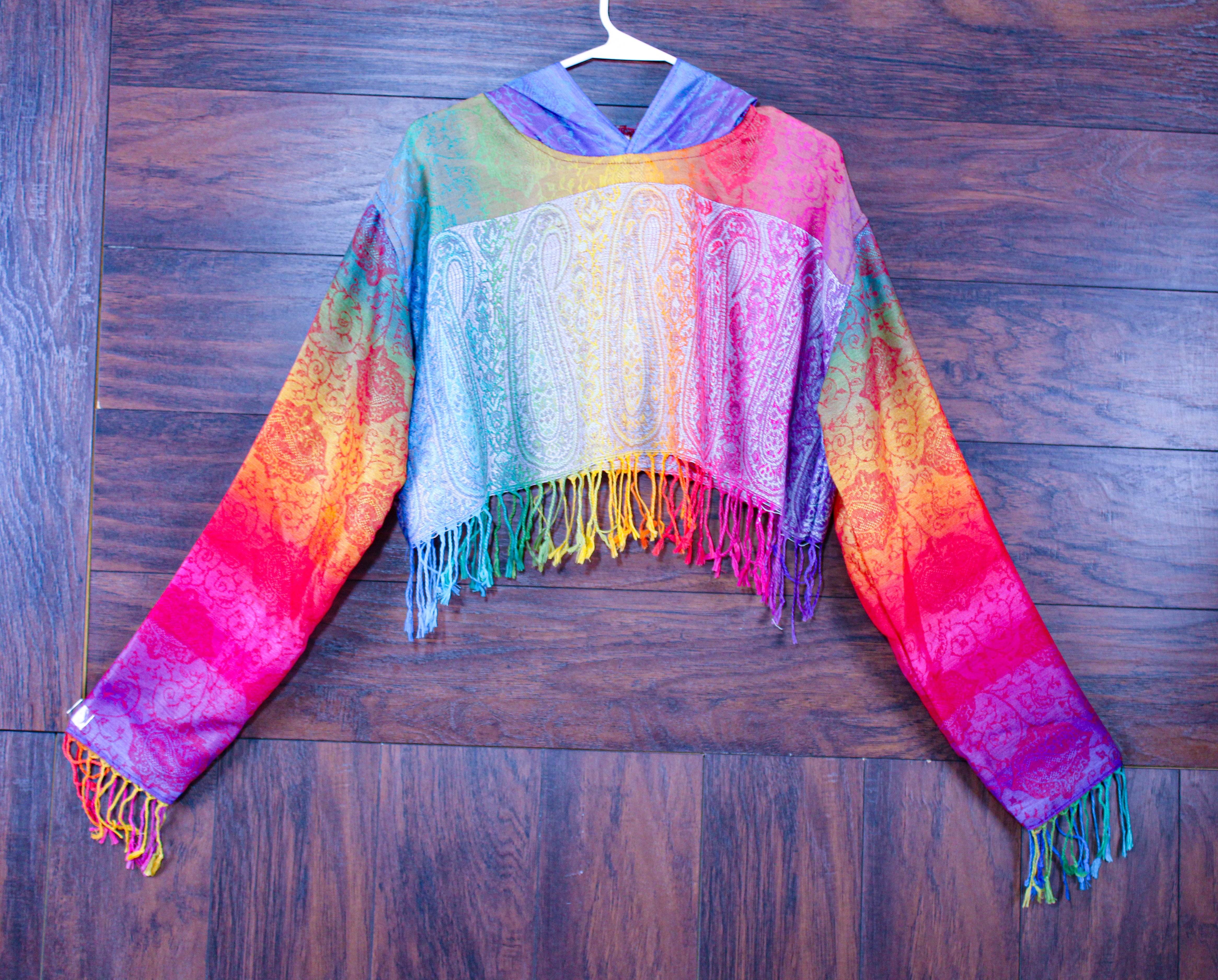 Rainbow crop hoodie online