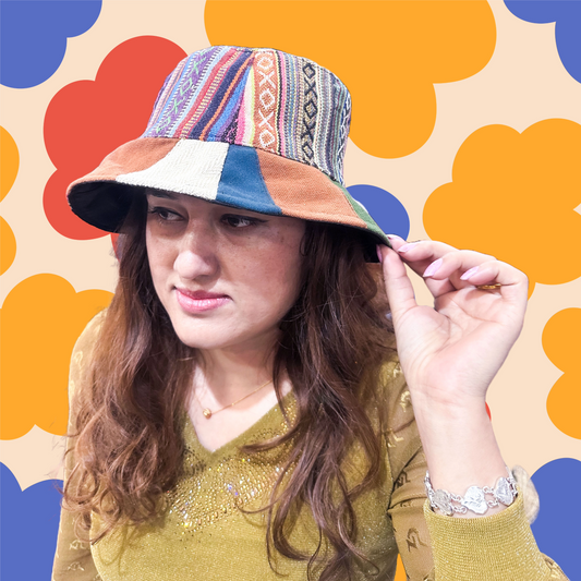 Boho Hippie bucket Festive Hats, Handmade Patchwork hemp Hats