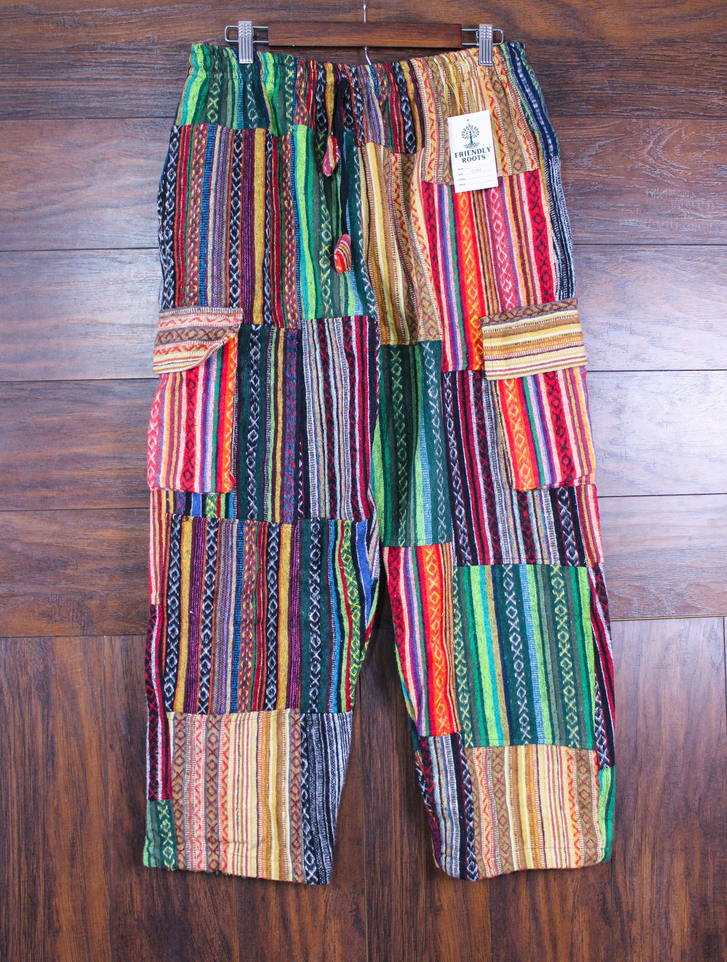 Colorful Bohemian Patchwork Pants, Warm Woven Boho Trousers, Unique Handmade Eco-Friendly Pants
