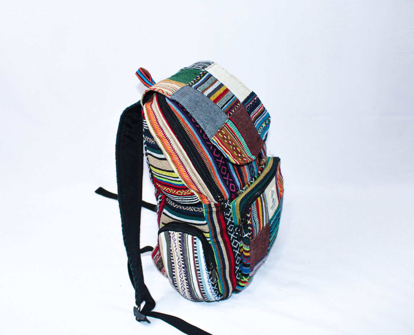 Beautiful patchwork backpack, hemp bags, boho hippie, festive backpack